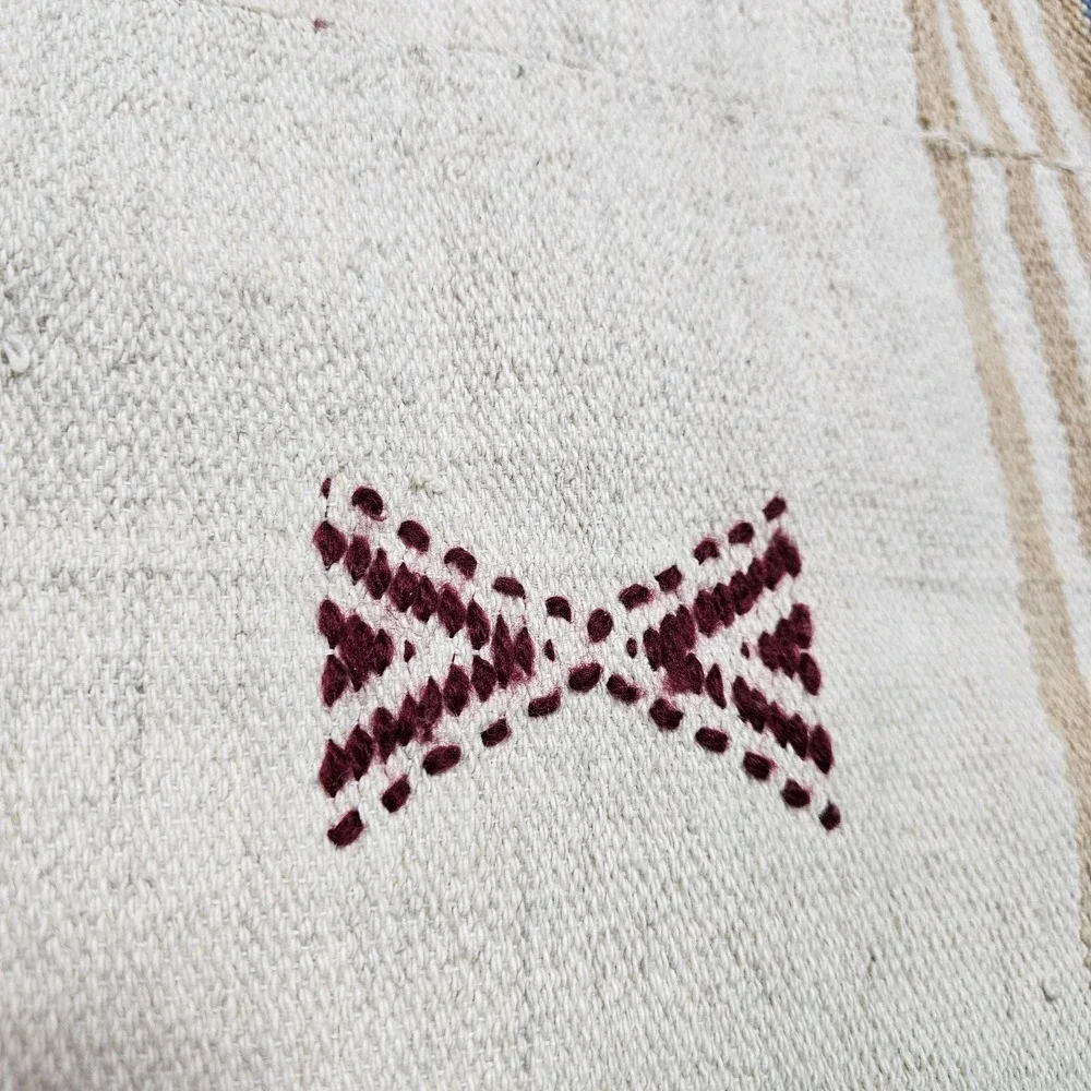 Vtg Handmade Rug 48x63 Blanket Homespun Tribal Native Woven Fringe Wall Hanging